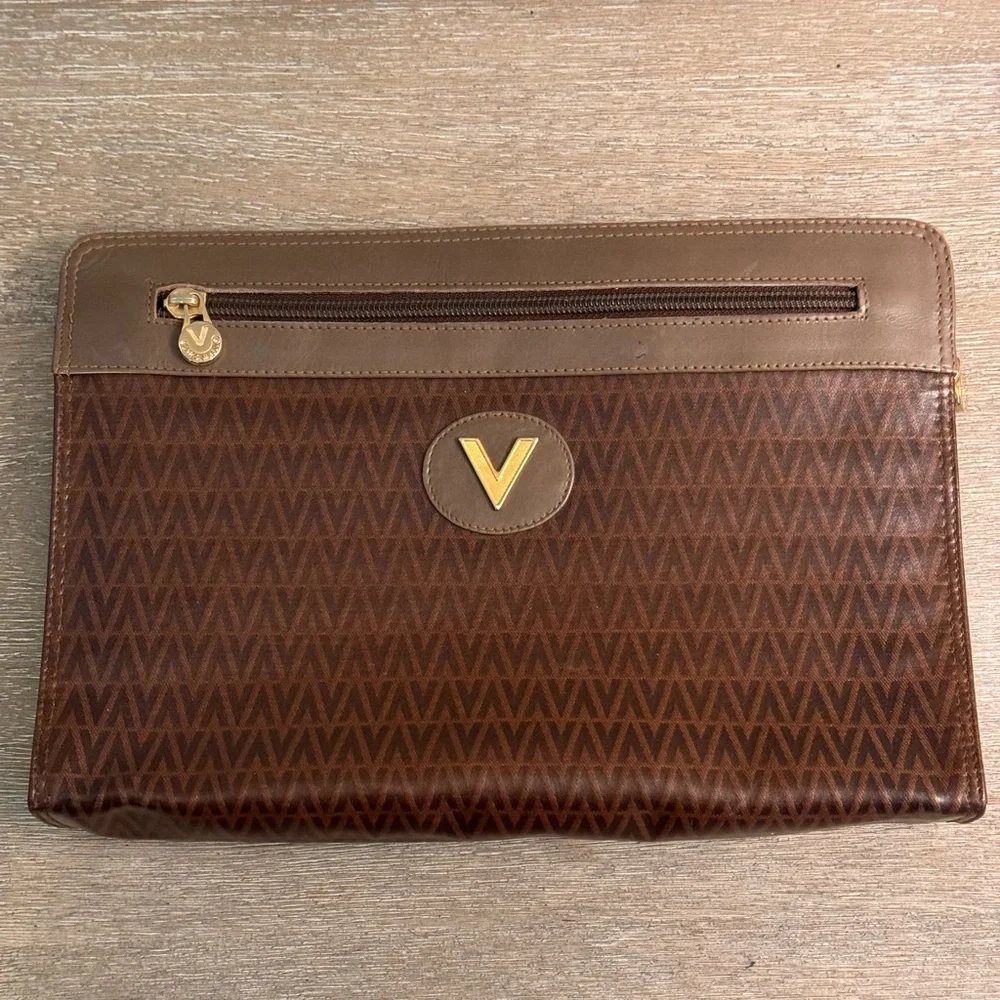 Mario Valentino Brown Leather Clutch Bag